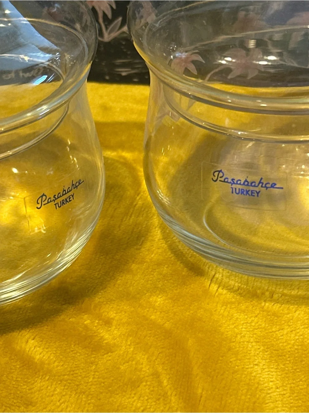 VTG Pasabahcee Turkey Set of 2 Glass Candy Dish Jar Lotus Flower Lid NIB Vanity